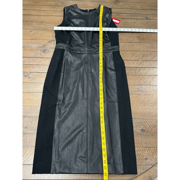 Spanx Leather-Like Combo Fitted Sheath Dress Luxe Black 20393R - Women’s M - Picture 6 of 11